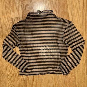 Black Striped Mesh Top - Unif